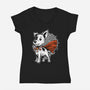 The Super Dog-Womens-V-Neck-Tee-palmstreet