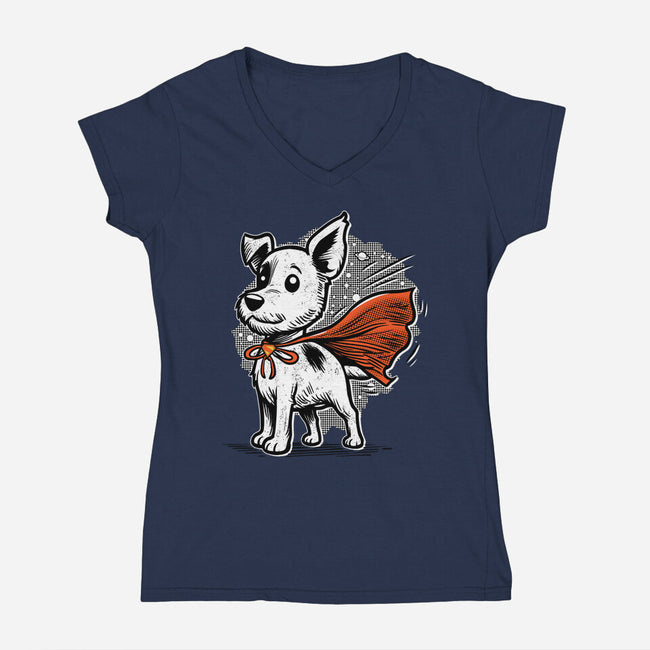 The Super Dog-Womens-V-Neck-Tee-palmstreet