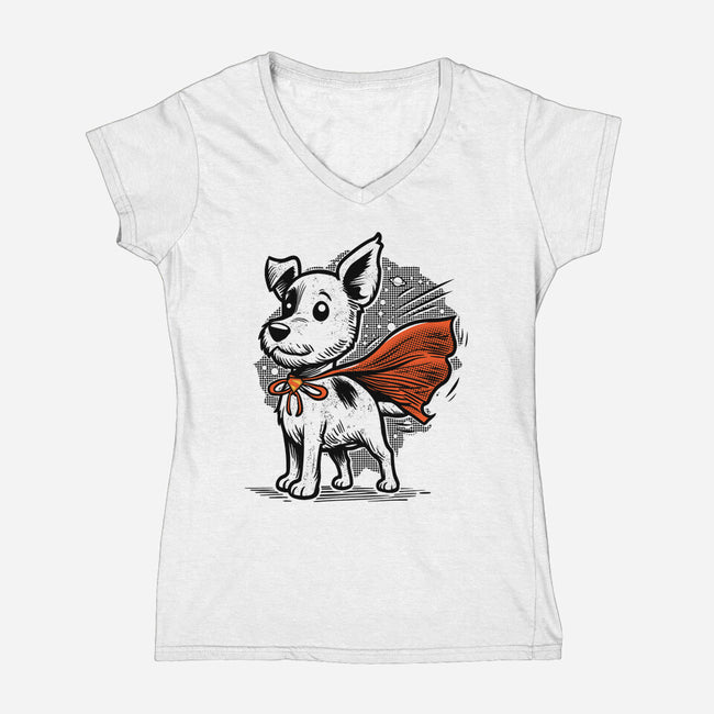 The Super Dog-Womens-V-Neck-Tee-palmstreet
