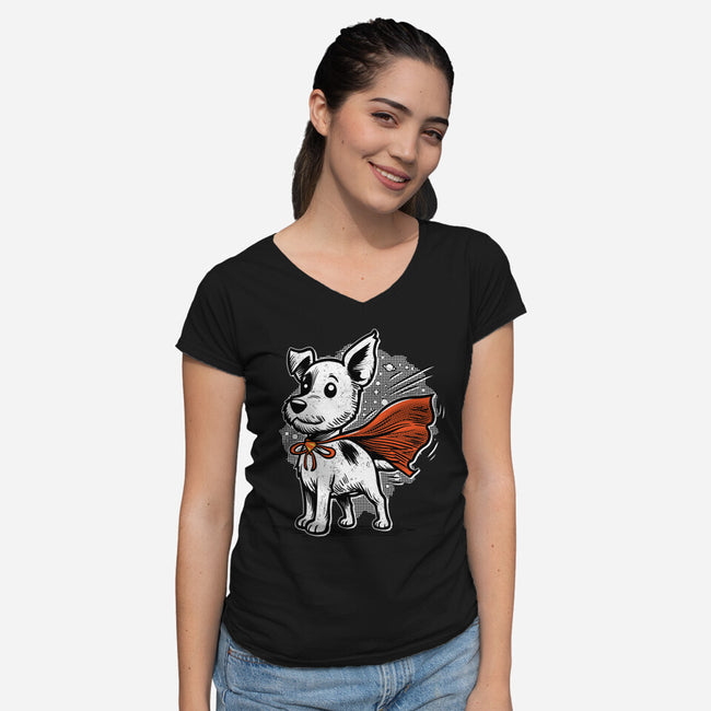 The Super Dog-Womens-V-Neck-Tee-palmstreet
