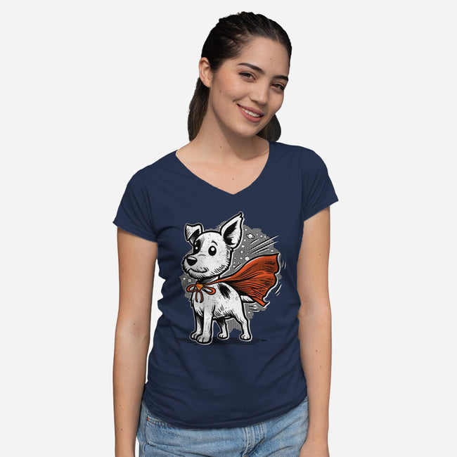 The Super Dog-Womens-V-Neck-Tee-palmstreet