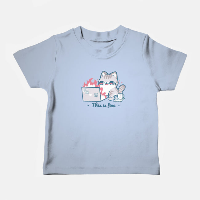 This Is Fine Cat Working-Baby-Basic-Tee-xMorfina