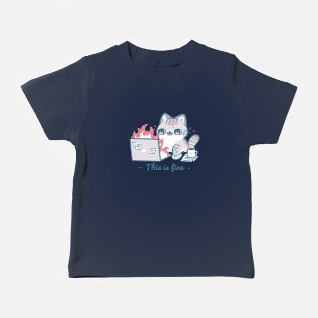 This Is Fine Cat Working-Baby-Basic-Tee-xMorfina