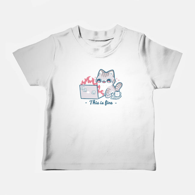 This Is Fine Cat Working-Baby-Basic-Tee-xMorfina
