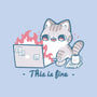 This Is Fine Cat Working-Womens-Fitted-Tee-xMorfina