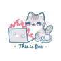 This Is Fine Cat Working-Womens-Fitted-Tee-xMorfina