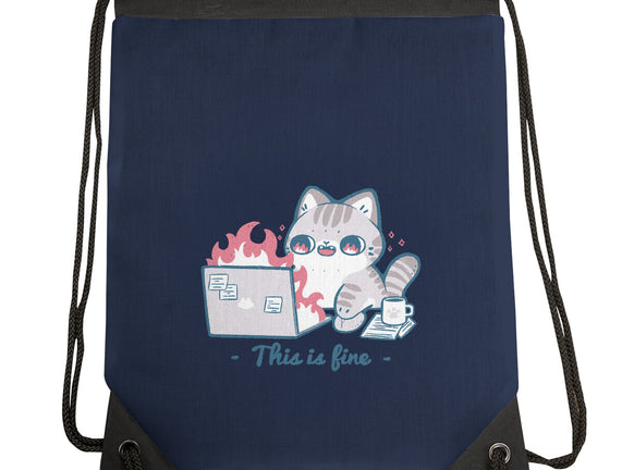 This Is Fine Cat Working