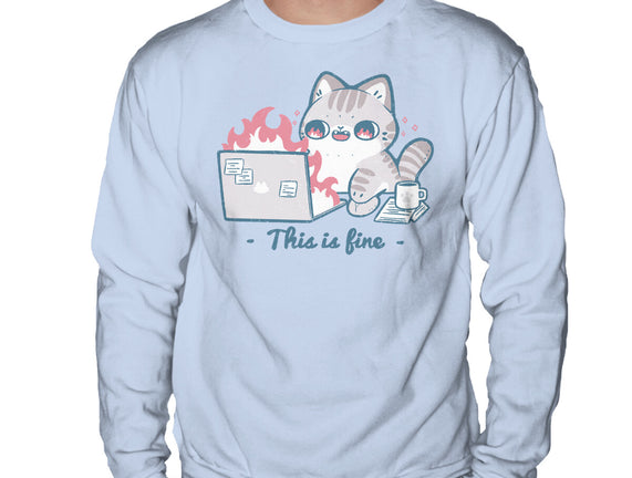 This Is Fine Cat Working