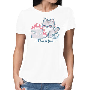 This Is Fine Cat Working