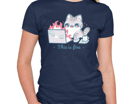 This Is Fine Cat Working