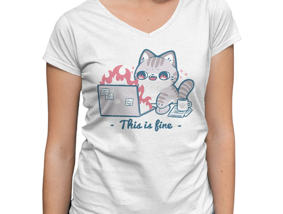 This Is Fine Cat Working