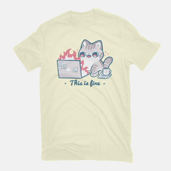 This Is Fine Cat Working-Mens-Basic-Tee-xMorfina