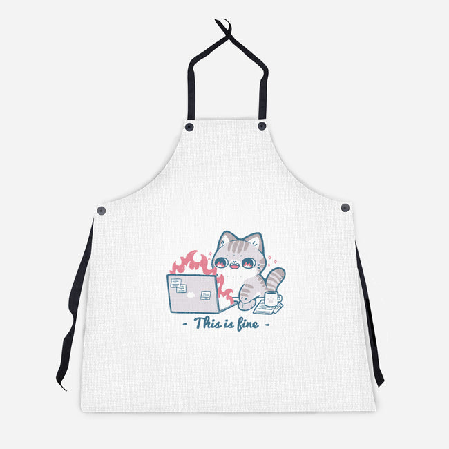 This Is Fine Cat Working-Unisex-Kitchen-Apron-xMorfina