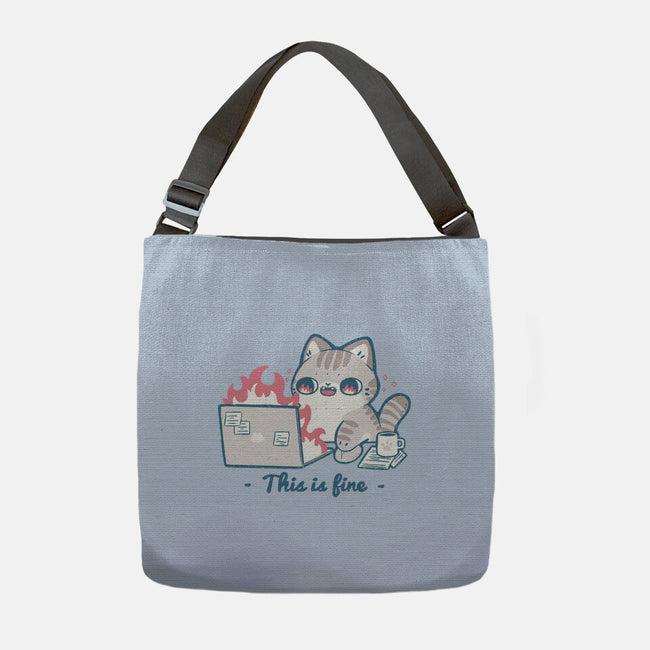 This Is Fine Cat Working-None-Adjustable Tote-Bag-xMorfina