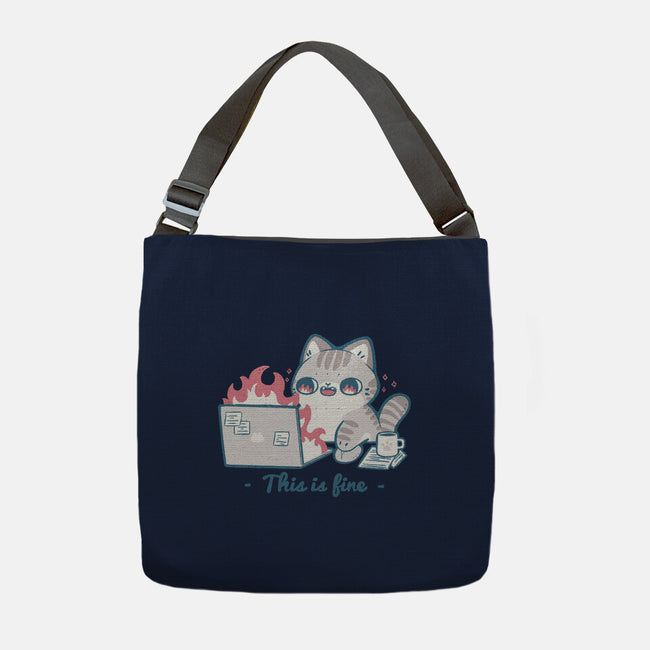 This Is Fine Cat Working-None-Adjustable Tote-Bag-xMorfina