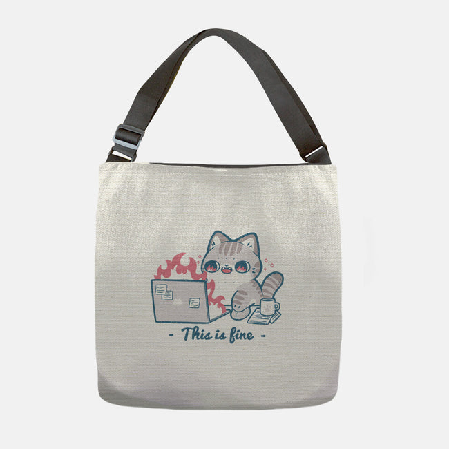 This Is Fine Cat Working-None-Adjustable Tote-Bag-xMorfina