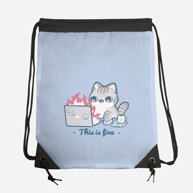 This Is Fine Cat Working-None-Drawstring-Bag-xMorfina
