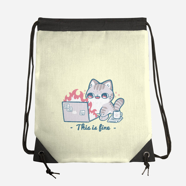 This Is Fine Cat Working-None-Drawstring-Bag-xMorfina