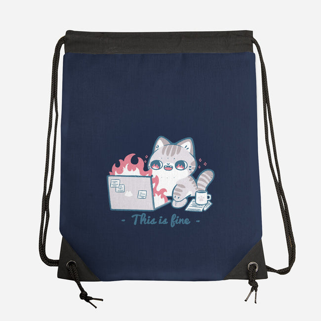 This Is Fine Cat Working-None-Drawstring-Bag-xMorfina