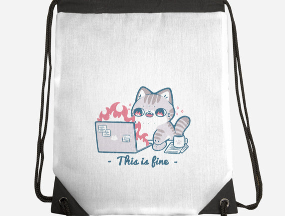This Is Fine Cat Working