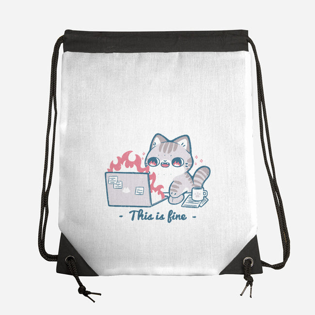 This Is Fine Cat Working-None-Drawstring-Bag-xMorfina