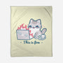 This Is Fine Cat Working-None-Fleece-Blanket-xMorfina