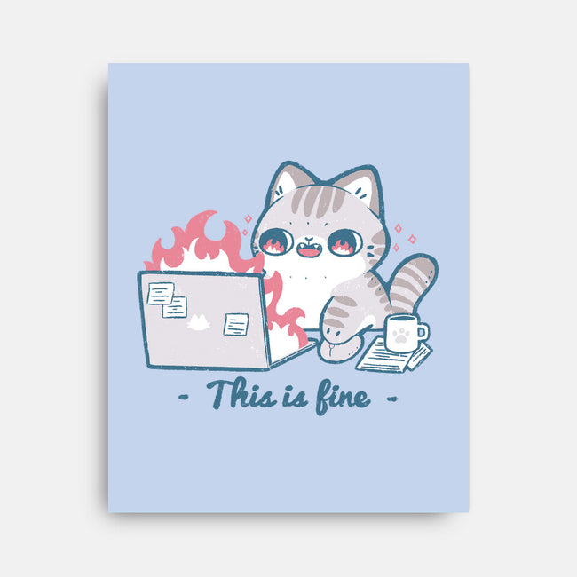 This Is Fine Cat Working-None-Stretched-Canvas-xMorfina