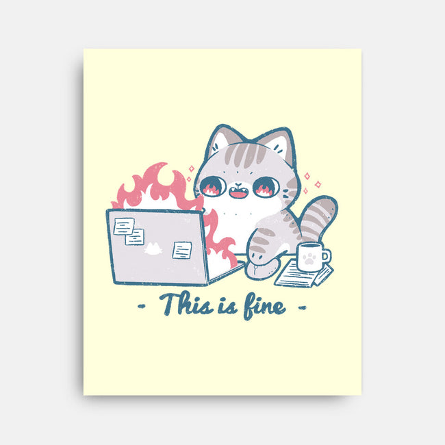 This Is Fine Cat Working-None-Stretched-Canvas-xMorfina