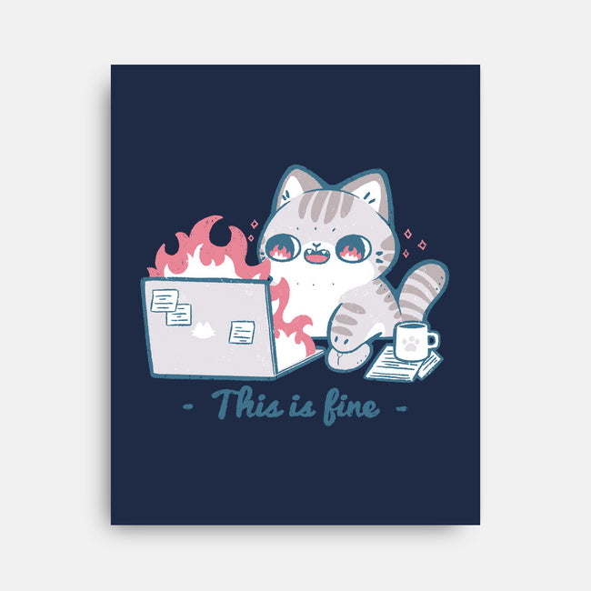 This Is Fine Cat Working-None-Stretched-Canvas-xMorfina
