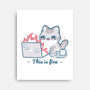 This Is Fine Cat Working-None-Stretched-Canvas-xMorfina