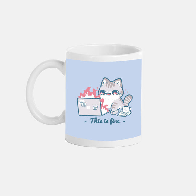 This Is Fine Cat Working-None-Mug-Drinkware-xMorfina