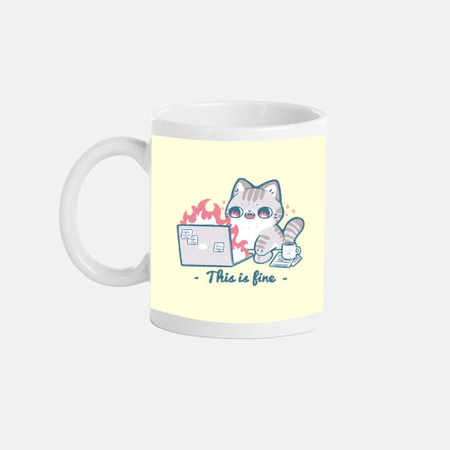 This Is Fine Cat Working-None-Mug-Drinkware-xMorfina