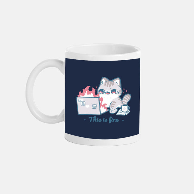 This Is Fine Cat Working-None-Mug-Drinkware-xMorfina
