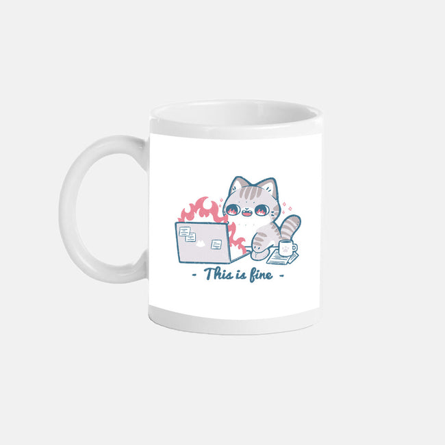 This Is Fine Cat Working-None-Mug-Drinkware-xMorfina