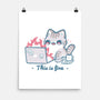This Is Fine Cat Working-None-Matte-Poster-xMorfina