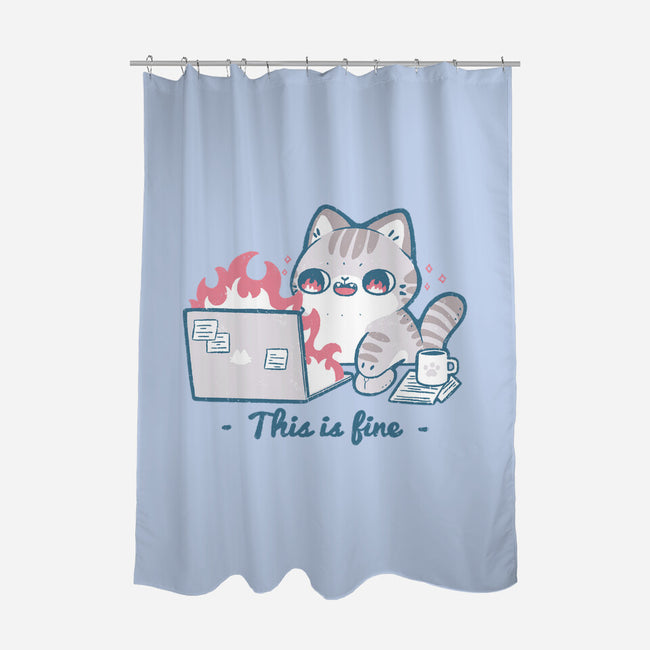 This Is Fine Cat Working-None-Polyester-Shower Curtain-xMorfina