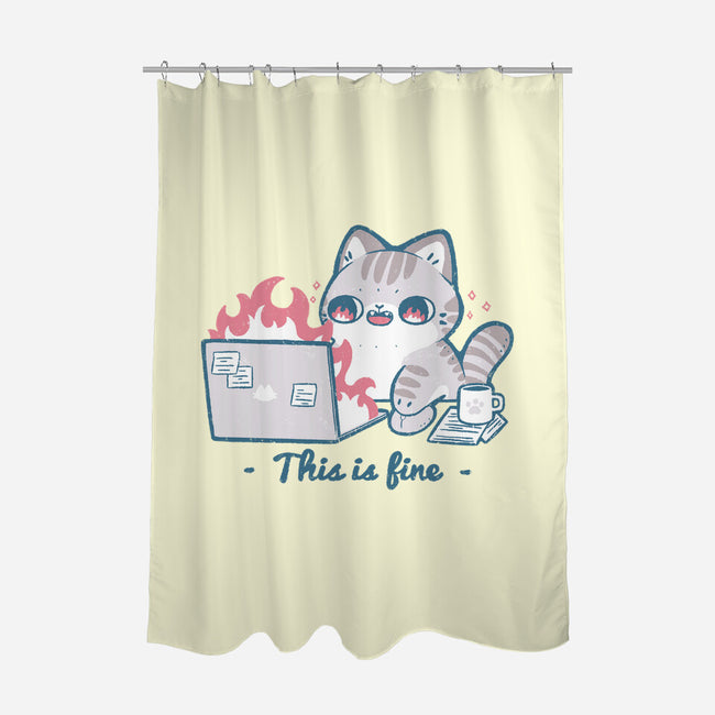 This Is Fine Cat Working-None-Polyester-Shower Curtain-xMorfina