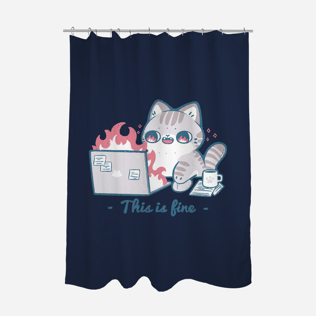 This Is Fine Cat Working-None-Polyester-Shower Curtain-xMorfina