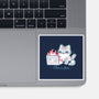 This Is Fine Cat Working-None-Glossy-Sticker-xMorfina