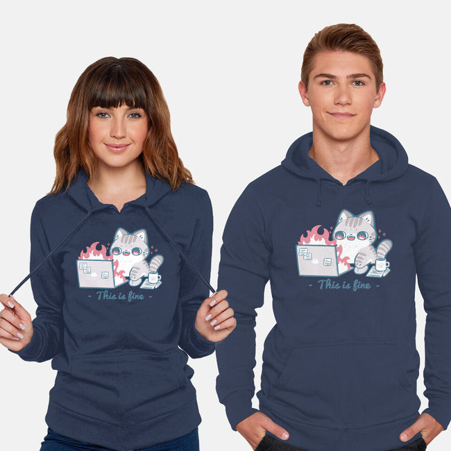 This Is Fine Cat Working-Unisex-Pullover-Sweatshirt-xMorfina