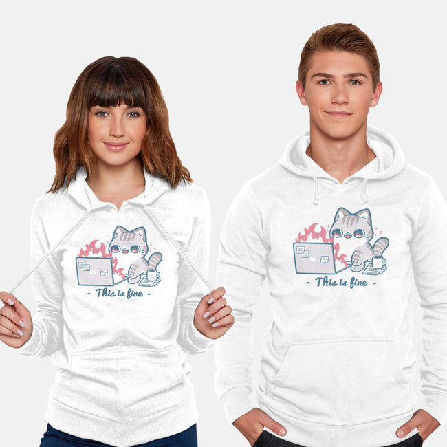 This Is Fine Cat Working-Unisex-Pullover-Sweatshirt-xMorfina