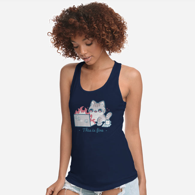 This Is Fine Cat Working-Womens-Racerback-Tank-xMorfina