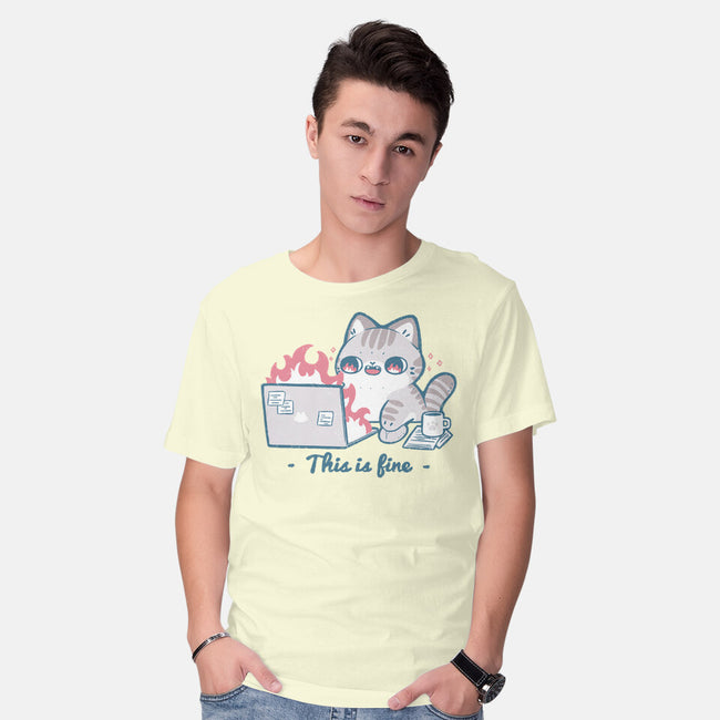 This Is Fine Cat Working-Mens-Basic-Tee-xMorfina