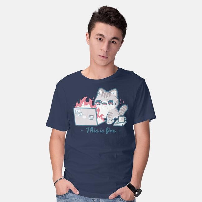 This Is Fine Cat Working-Mens-Basic-Tee-xMorfina
