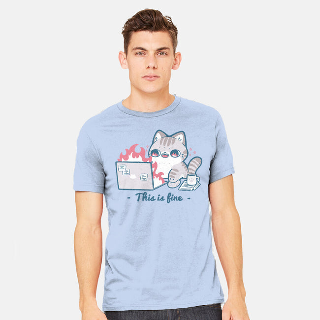 This Is Fine Cat Working-Mens-Heavyweight-Tee-xMorfina
