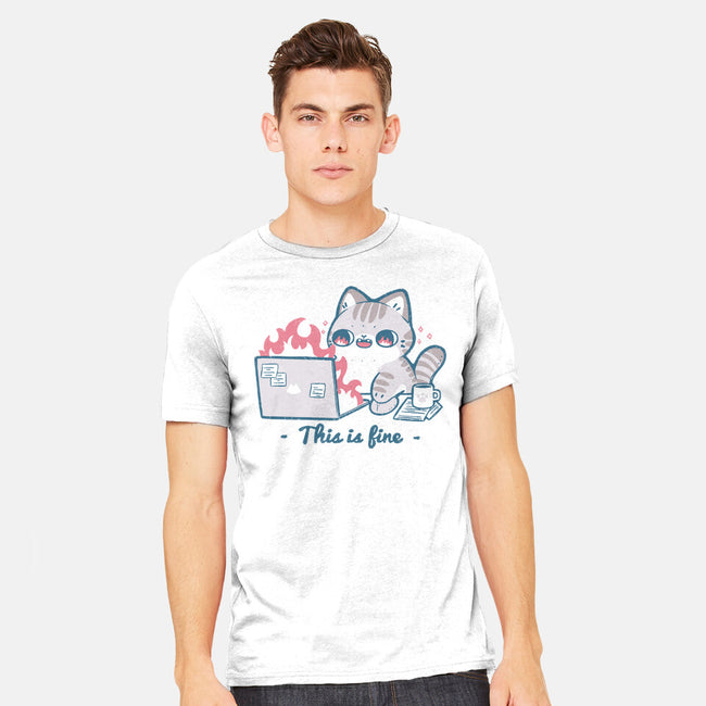 This Is Fine Cat Working-Mens-Heavyweight-Tee-xMorfina