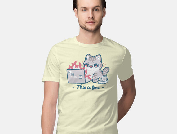 This Is Fine Cat Working