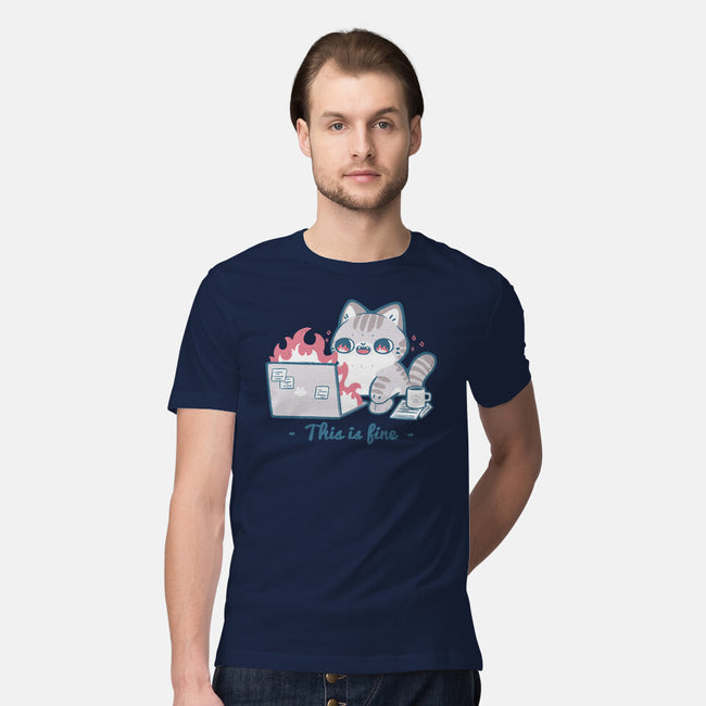 This Is Fine Cat Working-Mens-Premium-Tee-xMorfina