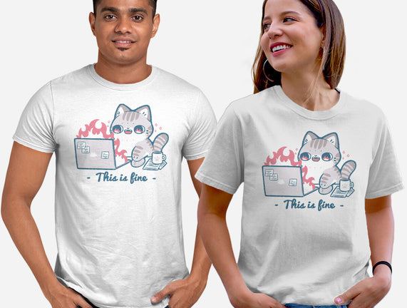 This Is Fine Cat Working