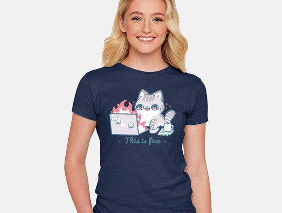 This Is Fine Cat Working